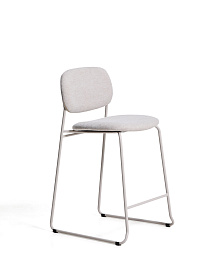 Полубарный стул Meli из бежевой синели с металлическими ножками, 65 см