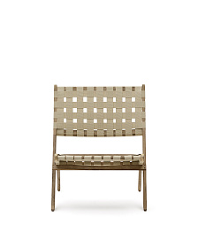 Складное кресло Chabeli из массива акации и шнура кремового цвета