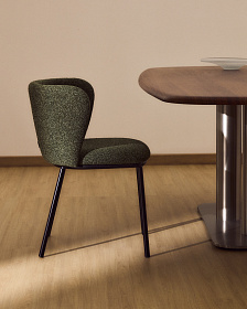 Стул Ciselia из темно-зеленого шенилла с ножками из черной стали