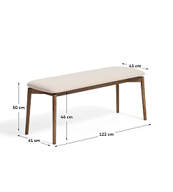 Скамейка Evera из дубового шпона с отделкой под орех и коричневой синелью, 122 см