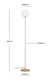 Торшер Brisia из металла в латунной отделке со стеклянным плафоном Ø25  см