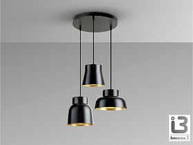 Vulcano Люстра 3L D50 черный/золотистый