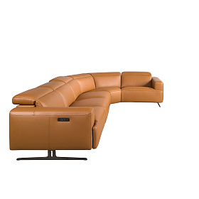 5-местный диван с реклайнером 6263 с левым шезлонгом из коричневой кожи