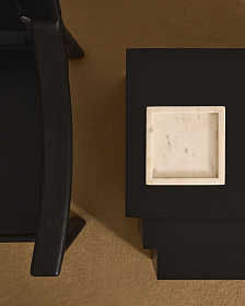 Набор из 3-х черных столиков Litto из МДФ,  60 x 40 / 51 x 36 / 42 x 31 см