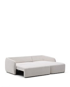 Laira 3-местный диван-кровать из шенилла с шезлонгом справа цвет экрю 246 см