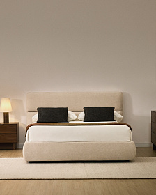 Кровать Dafra бежевого цвета из шенилла с ящиком для хранения 160 х 200 см