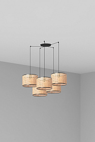 Подвесной светильник Mambo черный/из ротанга ø320 5L