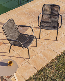 Уличное кресло Salis из графитового алюминия и темно-серой веревки