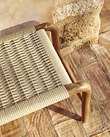 Скамейка Alipa из массива акации и веревки цвета экрю