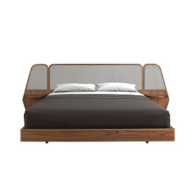 Кровать 7175 из ореха и серой ткани для матраса 180x200 см