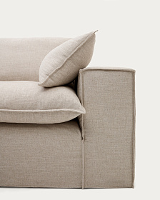 Трехместный диван Anarela из бежевого льна и вискозы со съемным чехлом, 260 см