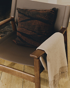 Чехол для подушки Frilo из коричневого хлопково-льняного жаккарда 50 x 50 см