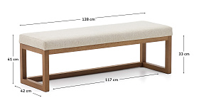 Банкетка Loya из бежевого шенилла и бука с отделкой орех 128 см