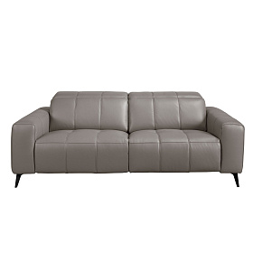 3-местный диван с реклайнером из серой кожи модель 6210