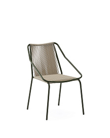 Садовое кресло Zivia из веревки цвета экрю и оцинкованной стали зеленого цвета