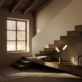 Настольная лампа Lari светло-серая кожа