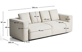 3-местный диван-кровать Marela бежевый шенилл 236 см