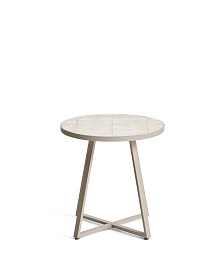 Уличный столик Tella из бежевой стали с бежевой плиткой 45 см