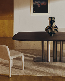 Стол Melvar из орехового шпона с основанием из матовой нержавеющей стали 220 x 110 