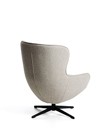 Поворотное кресло Sorile из бежевой синели и черной стали