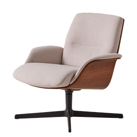 Кресло Rever со средней спинкой из орехового дерева, обивкой и алюминиевым поворотным основанием