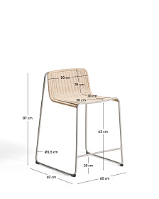 Уличный полубарный стул Tavari из бежевой веревки и стали