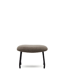 Belina Пуф для ног из светло-коричневой синели и стали с черной отделкой