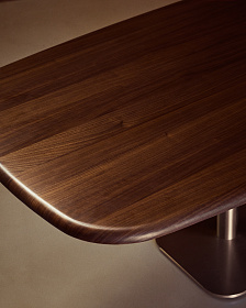 Стол Melvar из орехового шпона с основанием из матовой нержавеющей стали 220 x 110 