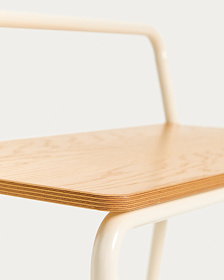 Скамейка из ясеневого шпона Tinn с бежевой металлической конструкцией, 75 см