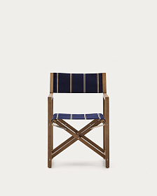 Уличный складной стул Vilara в сине-бежевую полоску из акации