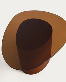 Приставной столик Olir из коричневой стали и закаленного стекла, 82 x 74 см