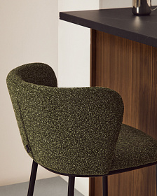 Полубарный стул Ciselia из темно-зеленого шенилла с ножками из черной стали