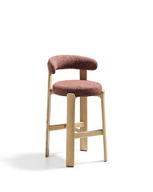 Барный стул Granite из терракотовой синели и ясеня с натуральной отделкой 75 см