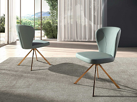 Вращающийся стул 4183 из светло-зеленой экокожи