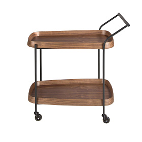 Тележка сервировочная 3290 из орехового дерева и черной стали