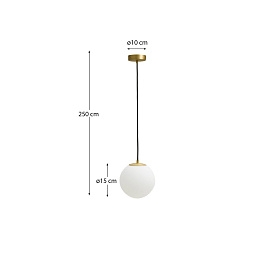 Подвесной светильник Brisia из металла в латунной отделке со стеклянным плафоном Ø15 см