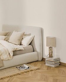 Кровать Martina со съемным чехлом из шенилла цвета экрю 160 x 200