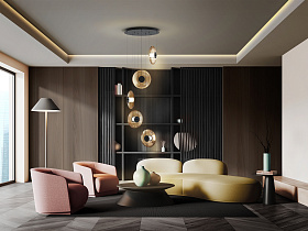 Diabolo Люстра 5L - черный-янтарный