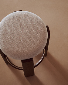 Granite Барный табурет из бежевого шенилла и массива ясеня в отделке орех 75 см