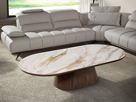 Журнальный стол 2160 из керамики в мраморной отделке и ореха