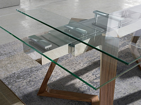 Раздвижной прямоугольный стол 1115/MC1772DT из закаленного стекла