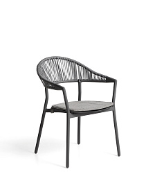 Уличный стул Alimia из графитового алюминия с серой веревкой