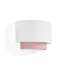 Настенный светильник Bianella из хлопка и розового вельвета, Ø 40 см
