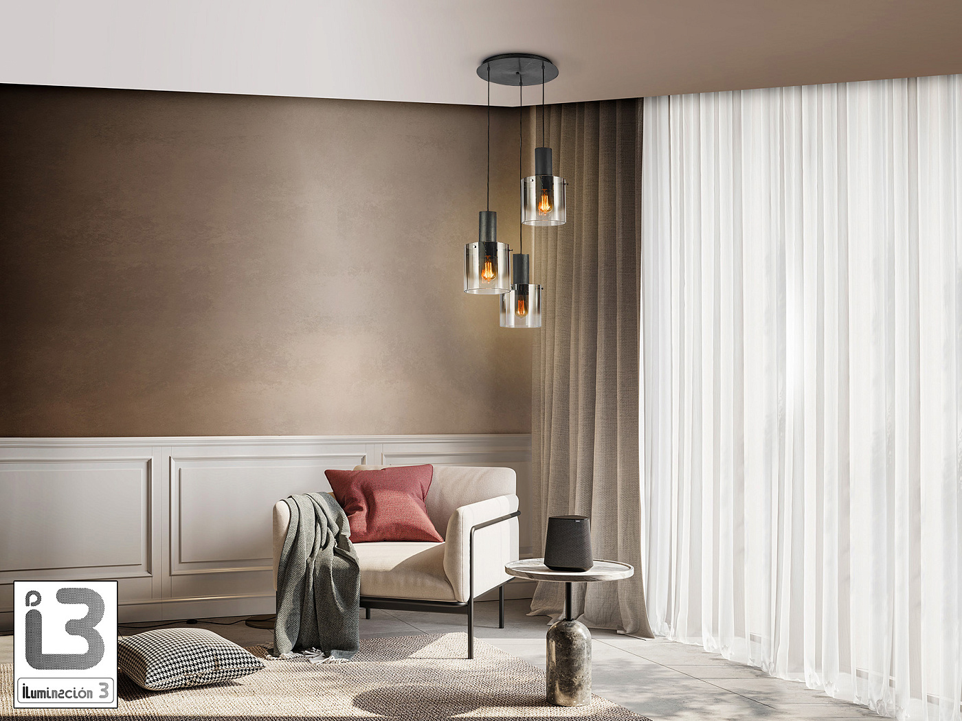 Люстра Venize 3L черный/дымчатый