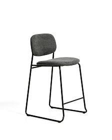 Полубарный стул Meli из серой синели с металлическими ножками, 65 см