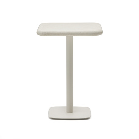 Уличный стол Dina высокий белый из цемента и стали со столешницей 70х70 см