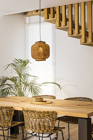 Подвесной светильник Tupai черный/ротанг