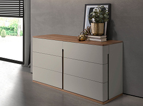 Комод  7168/MC2320DR из серого лака и орехового дерева