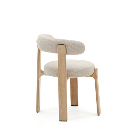 Granite Стул на 4 ножках из бежевого шенилла и массива ясеня в натуральной отделке