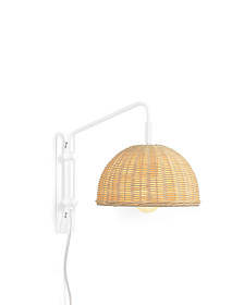 Бра Damila из металла с белой отделкой и из ротанга с натуральной отделкой